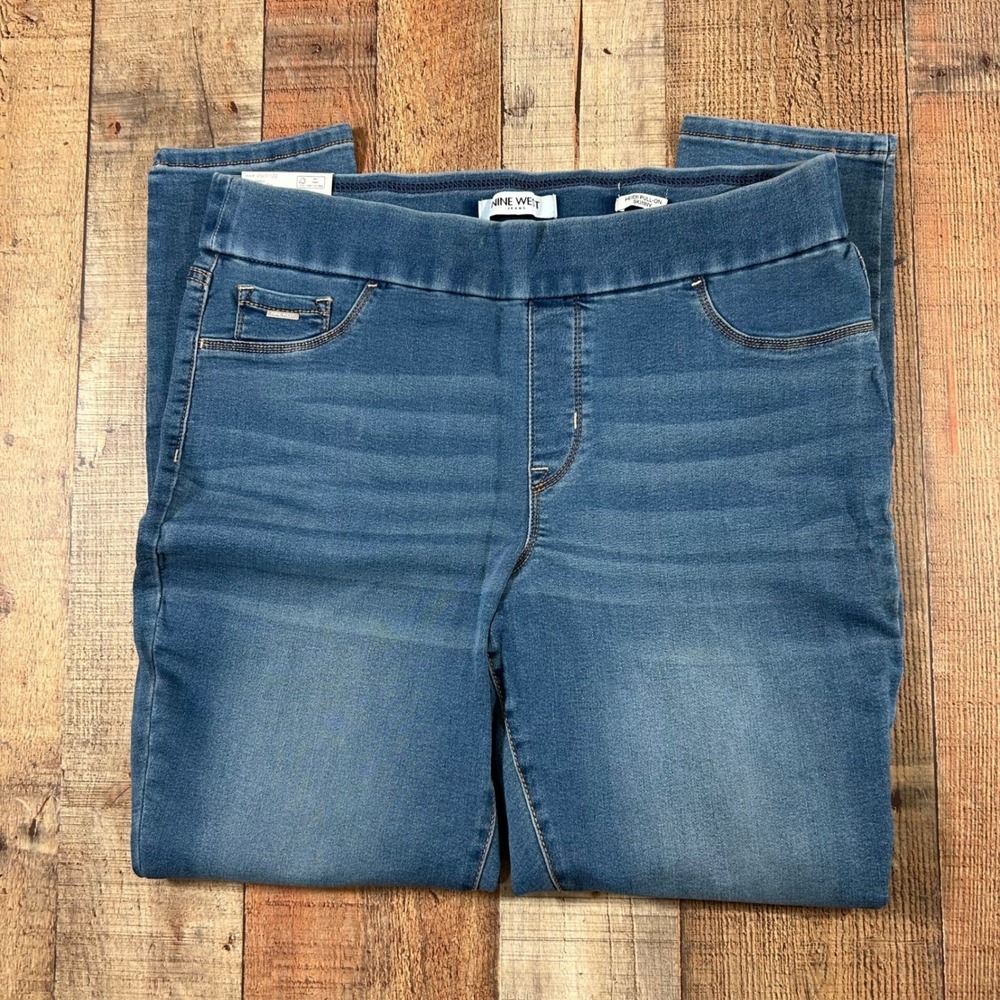 Nine West Jeans Heidi Pull-On Skinny Womens 14 Blue Denim Stretch Jeggings NWT